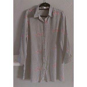 solitaire by ravi khosla Tops Shirts Women L,striped,Floral,Rayón,Roll Tab Sleev